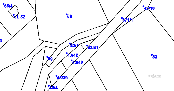 Parcela st. 43/41 v KÚ Zahrádka u Čížkova, Katastrální mapa