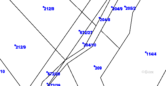 Parcela st. 204/10 v KÚ Zahrádka u Čížkova, Katastrální mapa