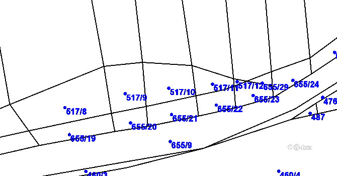 Parcela st. 517/10 v KÚ Zahrádka u Čížkova, Katastrální mapa