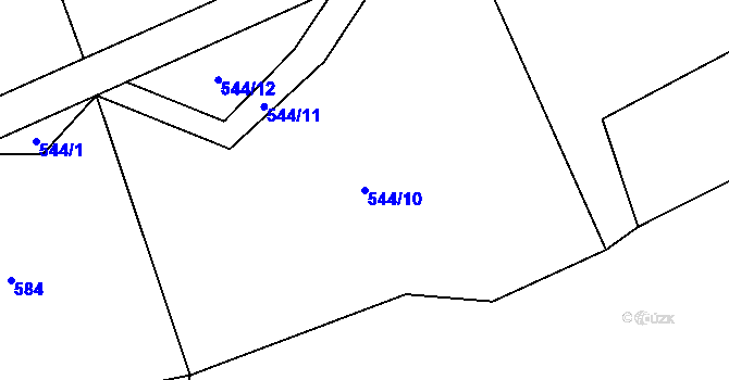 Parcela st. 544/10 v KÚ Zahrádka u Čížkova, Katastrální mapa