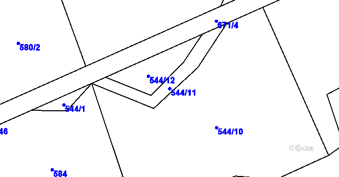 Parcela st. 544/11 v KÚ Zahrádka u Čížkova, Katastrální mapa
