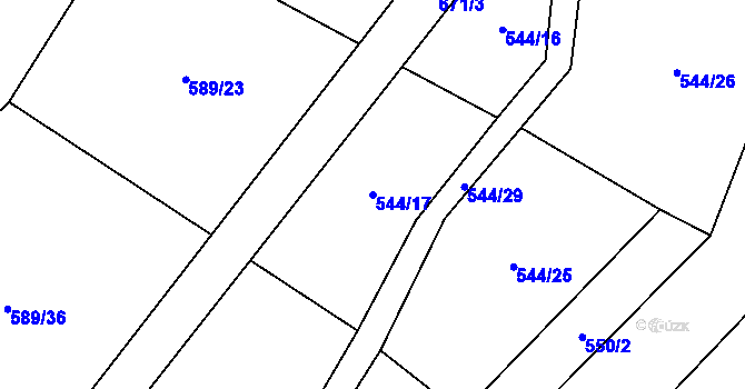 Parcela st. 544/17 v KÚ Zahrádka u Čížkova, Katastrální mapa