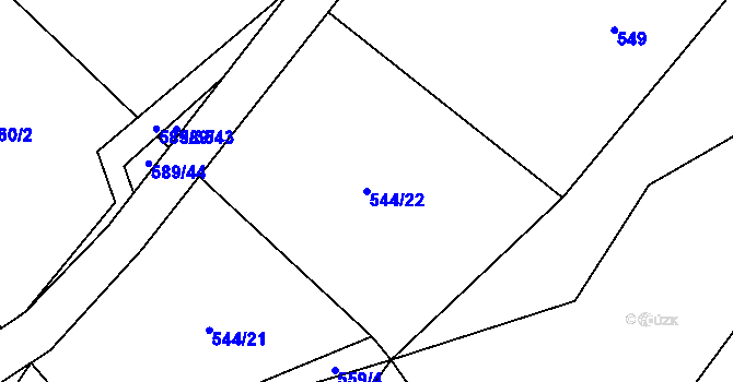 Parcela st. 544/22 v KÚ Zahrádka u Čížkova, Katastrální mapa