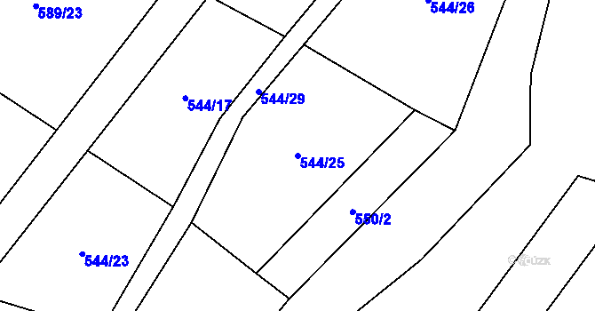 Parcela st. 544/25 v KÚ Zahrádka u Čížkova, Katastrální mapa