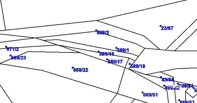 Parcela st. 589/18 v KÚ Zahrádka u Čížkova, Katastrální mapa