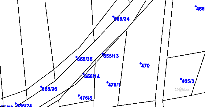 Parcela st. 655/13 v KÚ Zahrádka u Čížkova, Katastrální mapa