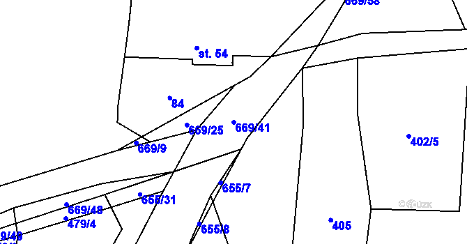 Parcela st. 669/41 v KÚ Zahrádka u Čížkova, Katastrální mapa