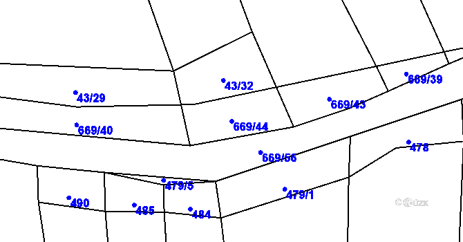 Parcela st. 669/44 v KÚ Zahrádka u Čížkova, Katastrální mapa