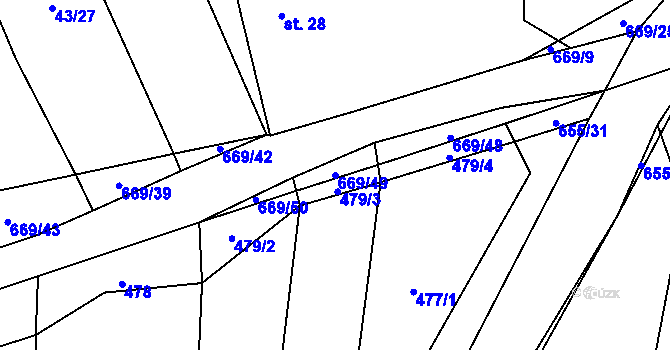 Parcela st. 669/49 v KÚ Zahrádka u Čížkova, Katastrální mapa