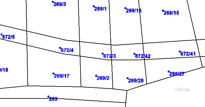 Parcela st. 672/3 v KÚ Zahrádka u Čížkova, Katastrální mapa