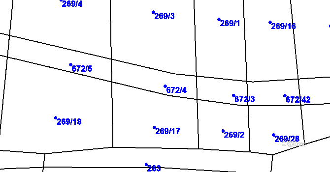 Parcela st. 672/4 v KÚ Zahrádka u Čížkova, Katastrální mapa
