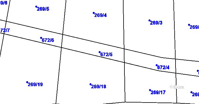 Parcela st. 672/5 v KÚ Zahrádka u Čížkova, Katastrální mapa