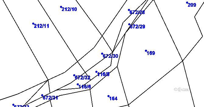 Parcela st. 672/30 v KÚ Zahrádka u Čížkova, Katastrální mapa