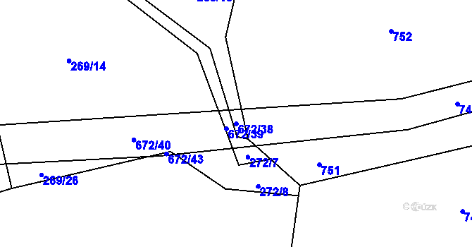 Parcela st. 672/38 v KÚ Zahrádka u Čížkova, Katastrální mapa