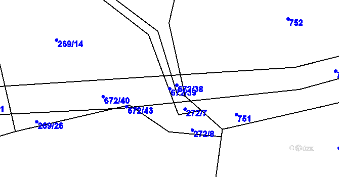 Parcela st. 672/39 v KÚ Zahrádka u Čížkova, Katastrální mapa