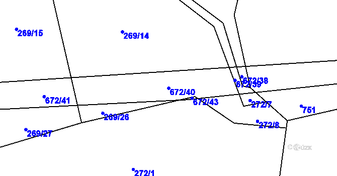 Parcela st. 672/40 v KÚ Zahrádka u Čížkova, Katastrální mapa