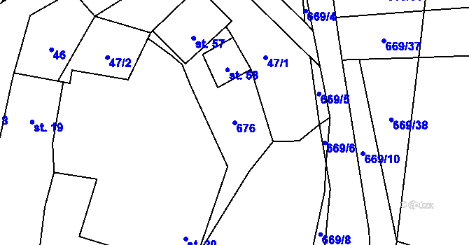 Parcela st. 676 v KÚ Zahrádka u Čížkova, Katastrální mapa