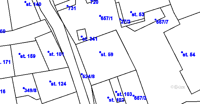 Parcela st. 59 v KÚ Čížkovice, Katastrální mapa