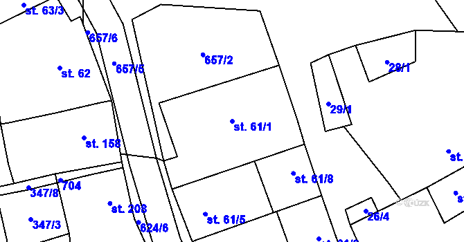 Parcela st. 61/1 v KÚ Čížkovice, Katastrální mapa