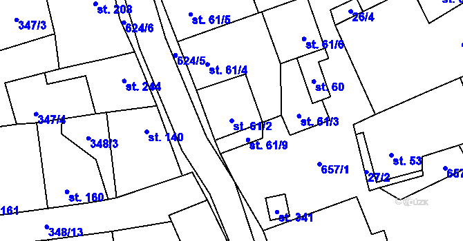 Parcela st. 61/2 v KÚ Čížkovice, Katastrální mapa