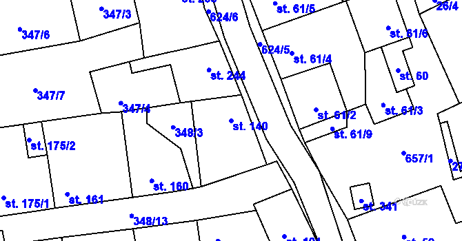 Parcela st. 140 v KÚ Čížkovice, Katastrální mapa