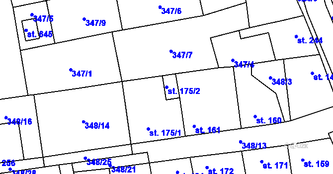 Parcela st. 175/2 v KÚ Čížkovice, Katastrální mapa