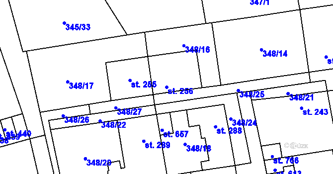 Parcela st. 256 v KÚ Čížkovice, Katastrální mapa