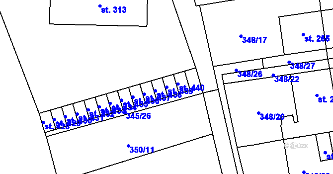 Parcela st. 439 v KÚ Čížkovice, Katastrální mapa