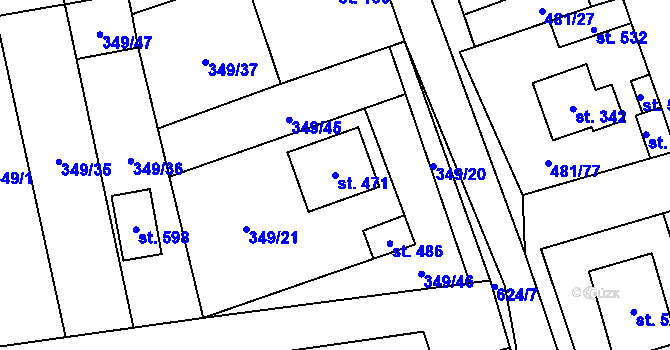 Parcela st. 471 v KÚ Čížkovice, Katastrální mapa