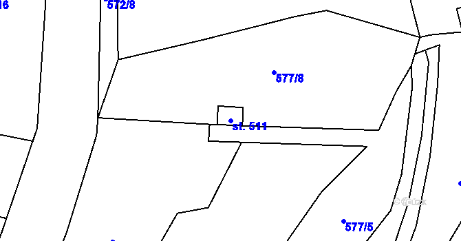 Parcela st. 511 v KÚ Čížkovice, Katastrální mapa