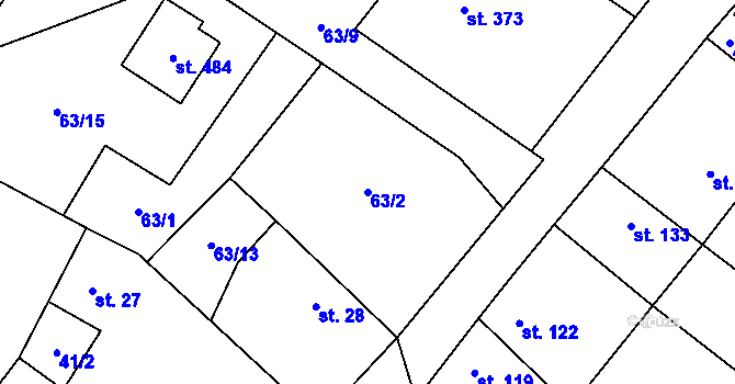 Parcela st. 63/2 v KÚ Čížkovice, Katastrální mapa