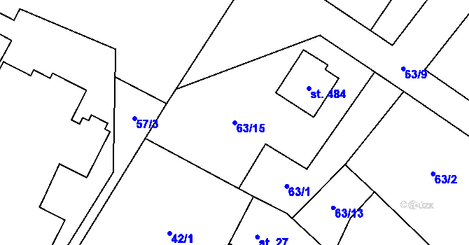 Parcela st. 63/15 v KÚ Čížkovice, Katastrální mapa