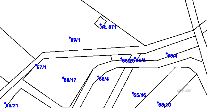 Parcela st. 67/2 v KÚ Čížkovice, Katastrální mapa