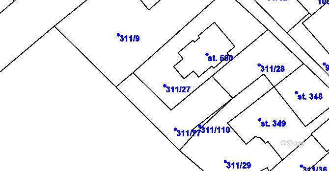 Parcela st. 311/27 v KÚ Čížkovice, Katastrální mapa