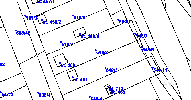 Parcela st. 548/2 v KÚ Čížkovice, Katastrální mapa
