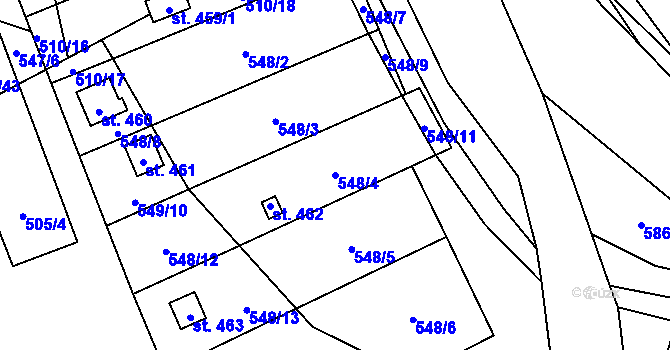 Parcela st. 548/4 v KÚ Čížkovice, Katastrální mapa