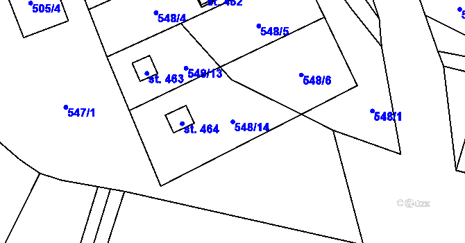 Parcela st. 548/14 v KÚ Čížkovice, Katastrální mapa