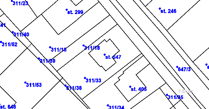 Parcela st. 547 v KÚ Čížkovice, Katastrální mapa