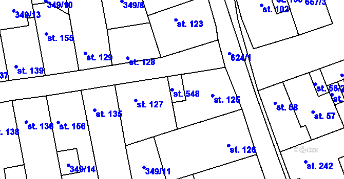 Parcela st. 548 v KÚ Čížkovice, Katastrální mapa