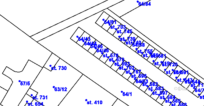 Parcela st. 578 v KÚ Čížkovice, Katastrální mapa
