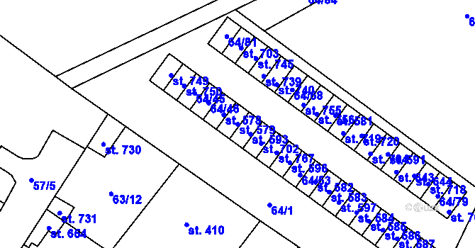 Parcela st. 579 v KÚ Čížkovice, Katastrální mapa