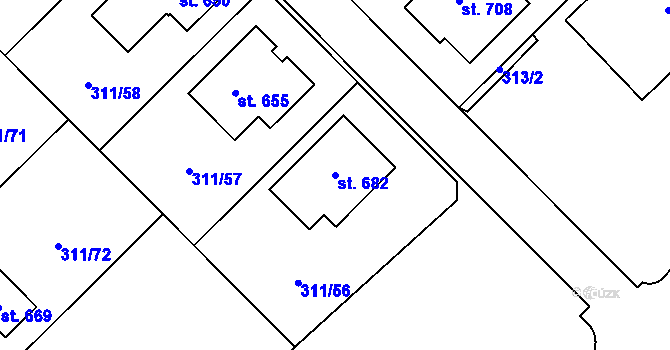 Parcela st. 682 v KÚ Čížkovice, Katastrální mapa