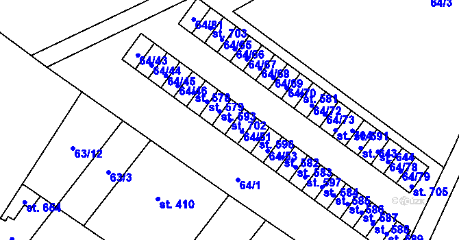 Parcela st. 702 v KÚ Čížkovice, Katastrální mapa