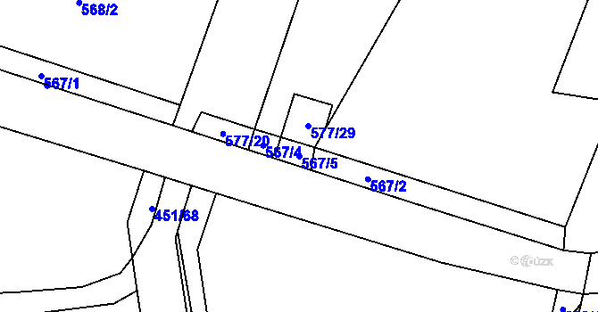 Parcela st. 567/5 v KÚ Čížkovice, Katastrální mapa