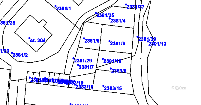 Parcela st. 2381/16 v KÚ Čížkrajice, Katastrální mapa