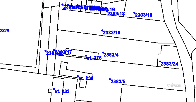 Parcela st. 2383/4 v KÚ Čížkrajice, Katastrální mapa