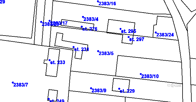Parcela st. 2383/5 v KÚ Čížkrajice, Katastrální mapa