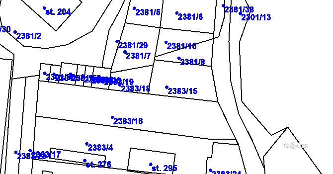 Parcela st. 2383/15 v KÚ Čížkrajice, Katastrální mapa