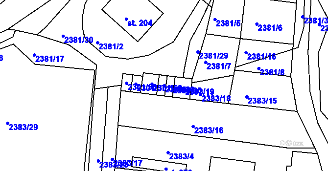 Parcela st. 2383/20 v KÚ Čížkrajice, Katastrální mapa