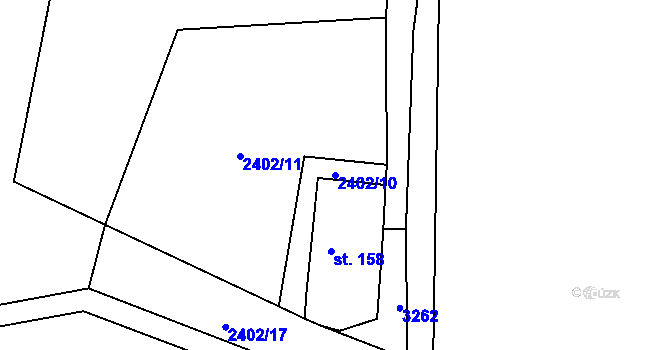 Parcela st. 2402/10 v KÚ Čížkrajice, Katastrální mapa